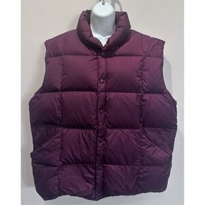 Lands‎ End Puffer Burgundy Vest Mens XL  Goose Down Feather Warm Winter Snap